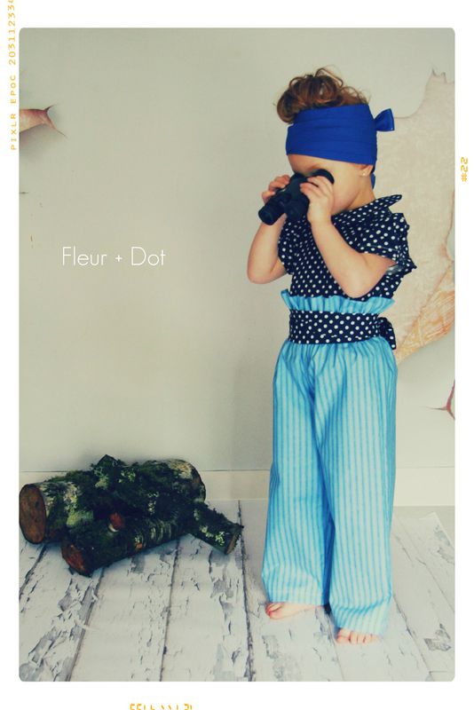 The Blue Striped Ruffle Top Wide Leg Trouser Pants from the Fleur + Dot Autumn Winter 12 Collection - product images  of 