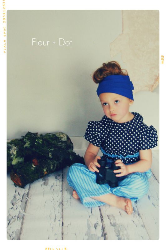 The Blue Striped Ruffle Top Wide Leg Trouser Pants from the Fleur + Dot Autumn Winter 12 Collection - product images  of 
