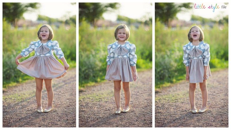 My Petite Dot Girls Dress with Peter Pan Collar and Bow from Fleur + Dot Autumn Winter 12 Collection - product images  of 