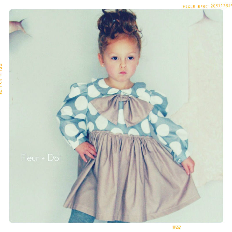 My Petite Dot Girls Dress with Peter Pan Collar and Bow from Fleur + Dot Autumn Winter 12 Collection - product images  of 