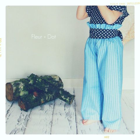 The,Blue,Striped,Ruffle,Top,Wide,Leg,Trouser,Pants,from,the,Fleur,+,Dot,Autumn,Winter,12,Collection,Girl, pants, ruffle top, high waist, blue, striped, toddler, baby, small, medium, large, 18 months, 2T, 3T, 4T, 5, 6, 7, 8, fleur and dot, fleur + dot, fleuranddot, winter, autumnwinter12