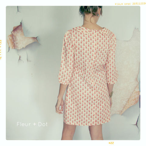 Womens,Pink,Japanese,Floral,Peter,Pan,Collar,Shift,Dress,from,Fleur,+,Dot's,Women,Spring,Summer,2013,Collection,women, dress, shift dress, peter pan collar, peter pan collar shift, blue, floral, quilt, women's dress, spring, summer