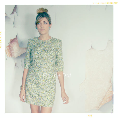 Womens,Mini,Green,Floral,Peter,Pan,Collar,Shift,Dress,from,Fleur,+,Dot's,Women,Spring,Summer,2013,Collection,women, dress, shift dress, peter pan collar, peter pan collar shift, blue, floral, quilt, women's dress, spring, summer