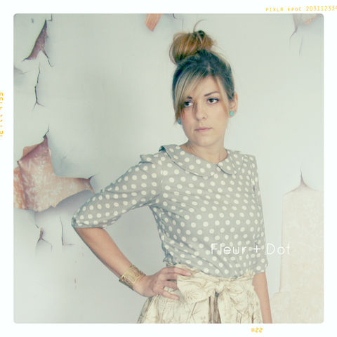 Womens,Black,and,White,Dot,Peter,Pan,Collar,Blouse,from,Fleur,+,Dot's,Women,Spring,Summer,2013,Collection,women, blouse, peter pan collar, peter pan collar shift, black, white, line, dot, polka dot, women's dress, spring, summer