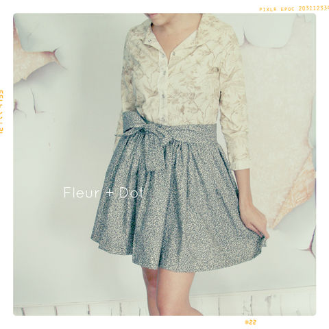 WOMENS,Black,Graphite,Extra,Full,Skirt,with,Sash,from,Fleur,+,Dot's,Women,Spring,Summer,2013,Collection,skirt, women, knee length, black, white, graphic, graphite, fleuranddot, fleur and dot, fleur + dot, spring, summer, fall, autumn, fashion, handmade, vintage inspired