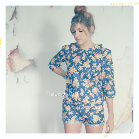 WOMENS,High,Waist,Ruffle,Shorts,WITH,SASH,FROM,FLEUR,+,DOT'S,WOMEN,SPRING,SUMMER,2013,COLLECTION,women, shorts, ruffle top, ruffle top shorts, spring, summer, fleuranddot, fleur and dot, navy, blue, anchor, floral, pink, vintage inspired, cotton