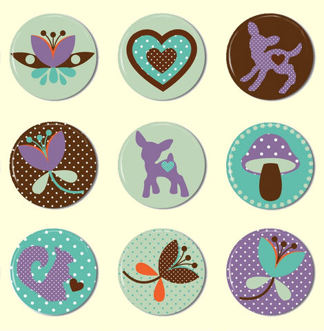 Woodland,Love,Doe,-,1,inch,Pinback,Buttons,or,Flat,Back,Cabochons,Set,of,9,Supplies,Handmade,Cabochon,1_inch_25mm,flat_back_cabochons,woodland_forest,pinback_buttons,hair_bow_supplies,owls_bird_birdie,cute_kawaii_japanese,handmade_wholesale,diy_party_favor,doe_deer,purple_green_earth,polka_dots,flat_back_buttons,paper,mylar,meta