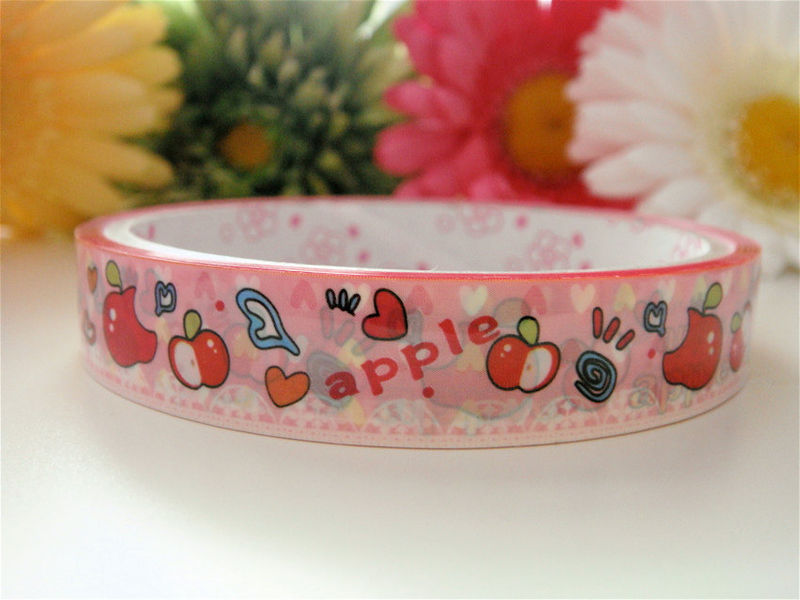 Japanese Deco Tape - Sweet Red Apples - Medium Roll - product images