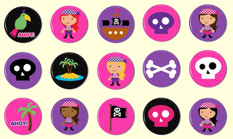 Pirate,Girl,Pinback,Buttons,-,Set,of,15,Party,Favors,Supplies,Handmade,Cabochon,1_inch_25mm,flat_back_cabochons,pinback_button,bottlecap_bottle_cap,pirate_girl_girly,party_favor,flatback_cabochon,hair_bow_supplies,cute_kawaii,pink_purple_black,wholesale,image_collage_sheet,cute_pinback_buttons,paper,mylar,m
