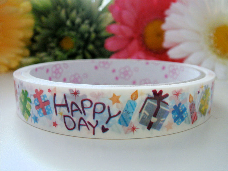 Kawaii Japanese Deco Tape - Happy Day Presents - Medium Roll - Stationery Sticker - product images  of 