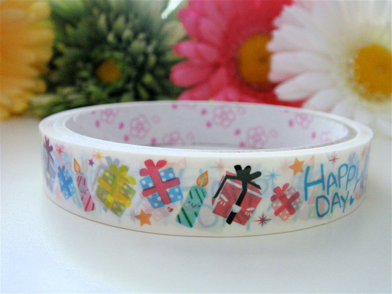 Kawaii Japanese Deco Tape - Happy Day Presents - Medium Roll - Stationery Sticker - product images  of 