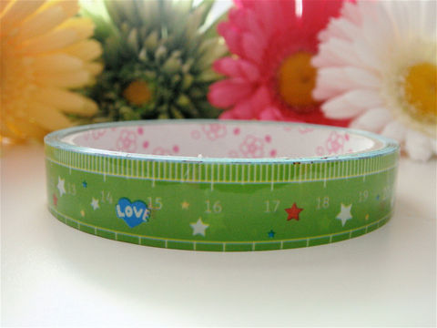 Kawaii,Japanese,Deco,Tape,-,Spring,Green,Ruler,Teacher,Love,Medium,Roll,Supplies,Commercial,packaging,deco_tape,zakka,japanese_deco_tape,kawaii_deco,decorative_tape,cute_kawaii_japanese,masking_tape,scrapbooking,teacher_gift,spring_green,ruler_school,nerd_geekery