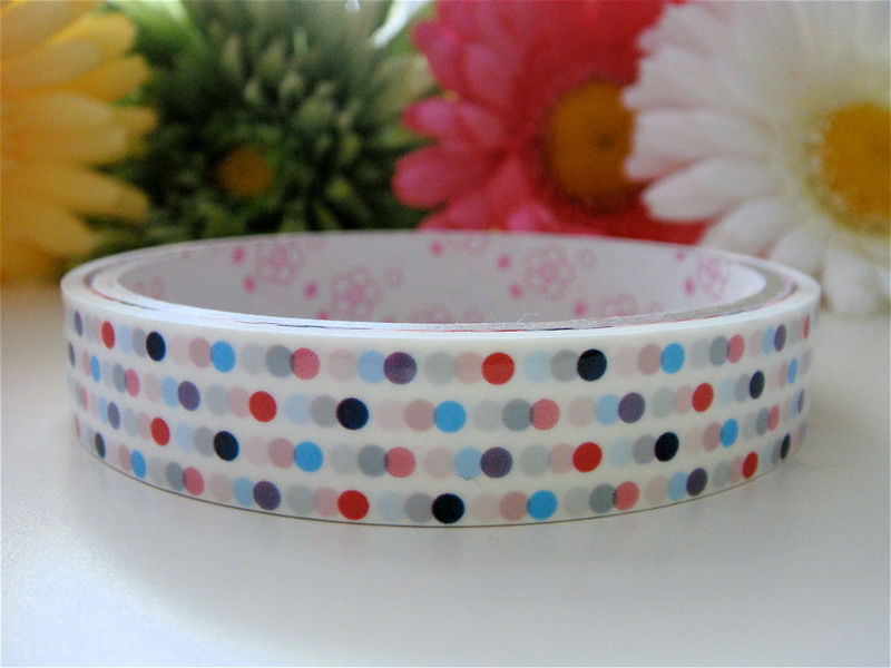 Sticker Deco Tape Kawaii - Pastel Polka Dots - Medium Roll - Cute Japanese Packaging Zakka - product images