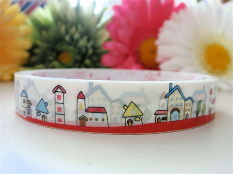Sticker,Deco,Tape,Kawaii,-,Storybook,Houses,Whimsical,Medium,Roll,Cute,Japanese,Packaging,Zakka,Supplies,Commercial,packaging,gift_wrap,zakka,japanese_deco_tape,kawaii_sticker,kawaii_deco_tape,stationery,decorative_deco_tape,kawaii_cute,storybook,houses,whimsical,shabby_chic,deco_tape