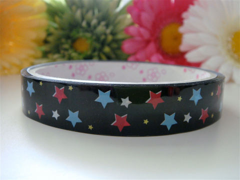 Kawaii,Japanese,Deco,Tape,-,Baby,Blue,and,Pink,Stars,Black,Medium,Roll,Cute,Sticker,Zakka,Supplies,Commercial,packaging,deco_tape,zakka,japanese_deco_tape,kawaii_deco,decorative_tape,kawaii_sticker,cute_kawaii_japanese,black,stars,baby_blue,pink,embellishment