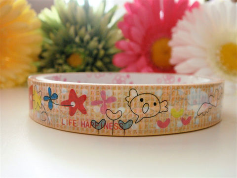 Kawaii,Deco,Tape,-,Woodland,Animals,and,Hearts,Supplies,Commercial,packaging,gift_wrap,japanese_deco_tape,kawaii_sticker,kawaii_deco_tape,decorative_deco_tape,woodland_forest,animals_owl_bird,hearts_flowers_cloud,beige_brown_tan,happiness_happy_life,kawaii_cute_japanese,deco_tape