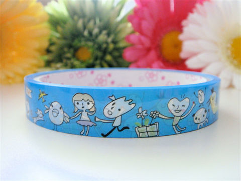 Kawaii,Deco,Tape,-,Whimsical,Hearts,Doodle,Supplies,Commercial,packaging,deco_tape,zakka,japanese_deco_tape,kawaii_deco,decorative_tape,cute_kawaii_japanese,doodle_drawing,baby_blue_sky,hearts_love,whimsical_whimsy,kitsch_geekery,woodland_animals