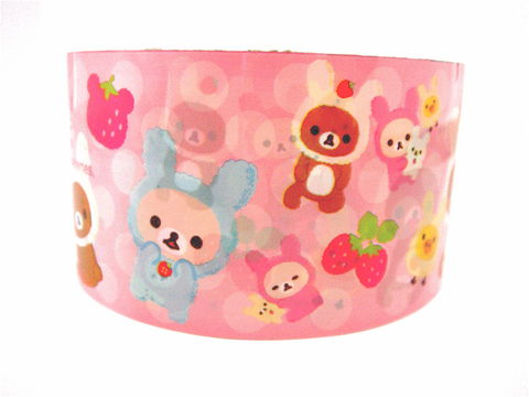 Kawaii,Deco,Tape,Japanese,-,Rilakkuma,Strawberry,Pink,Large,Roll,Sweets,rilakkuma, relax_bear, deco_tape, kawaii, japanese, cute, decorative_tape, washi_tape, san_x