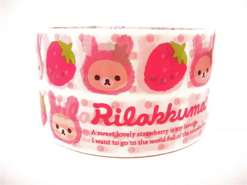 Kawaii,Deco,Tape,Japanese,-,Rilakkuma,Strawberries,Large,Sweets,rilakkuma, relax_bear, deco_tape, kawaii, japanese, cute, decorative_tape, washi_tape, san_x