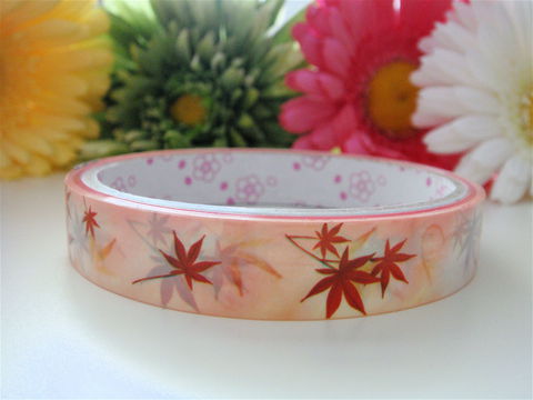 Kawaii,Deco,Tape,-,Autumn,Leaves,Medium,Japanese,Stationery,Supplies,Commercial,kawaii,packaging,gift_wrap,zakka,packing_tape,cute_tape,washi_tape,deco_tape,japanese_tape,airmail_tape,kawaii_stationery