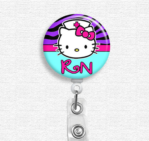 Hello,Kitty,Nurse,Badge,Holder,(Belt,Clip,or,Swivel,Spring,Clip),Reel,hello kitty nurse, badge reel, badge holder, nurse badge holder, nurse badge reel, id holder, nurse lanyard, nurses rock