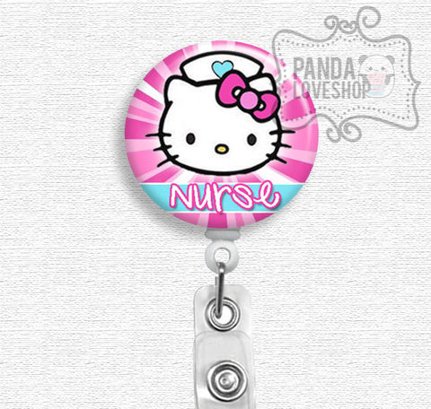 Hello,Kitty,Nurse,Badge,Reel,,Holder,,Reel,hello kitty nurse, badge reel, badge holder, nurse badge holder, nurse badge reel, id holder, nurse lanyard, nurses rock