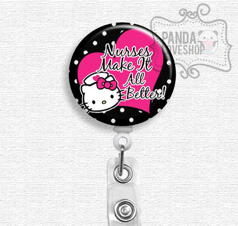 Hello,Kitty,Nurse,Badge,Reel,,Holder,,Reel,hello kitty nurse, badge reel, badge holder, nurse badge holder, nurse badge reel, id holder, nurse lanyard, nurses rock