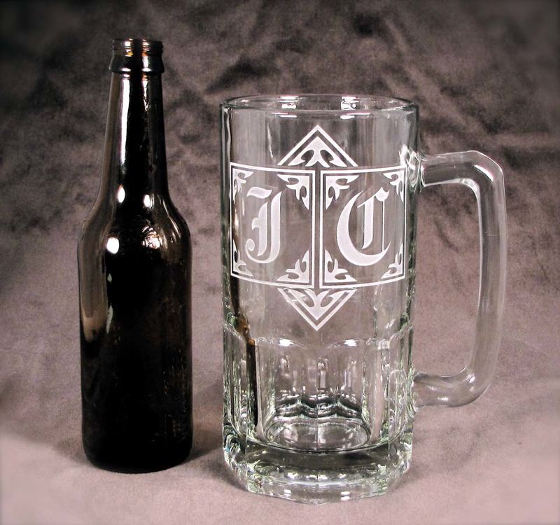 4 Giant 1 Liter Beer Steins, Monogrammed Gifts for Groomsmen, Wedding