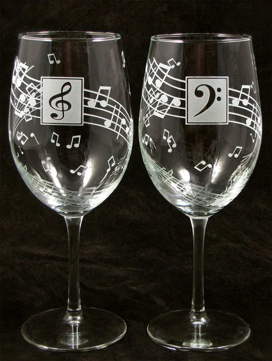 Music Wine Glasses, Personalized Gift for Music Lover, Musician Present