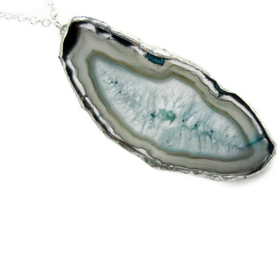 Dramatic Blue Agate Slice Necklace - product image