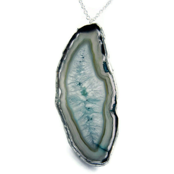 Dramatic Blue Agate Slice Necklace - product image