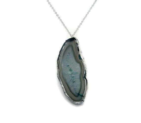 Dramatic Blue Agate Slice Necklace - product image
