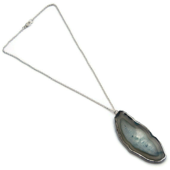 Dramatic Blue Agate Slice Necklace - product image