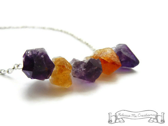Raw Natural Amethyst Citrine Point Necklace - product image  