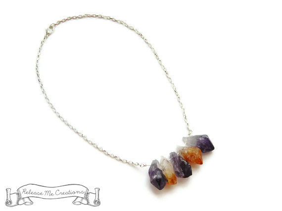 Raw Natural Amethyst Citrine Point Necklace - product image  