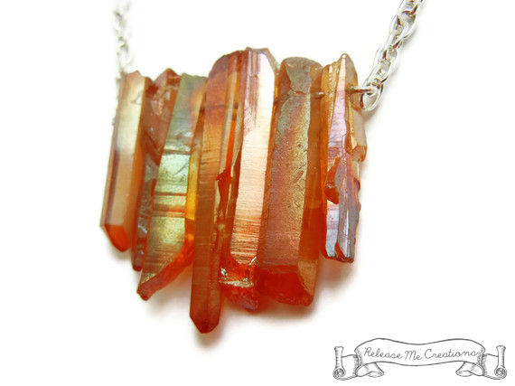 Tangerine Aura Quartz Crystal Necklace - product image  