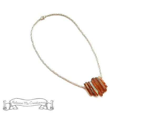 Tangerine Aura Quartz Crystal Necklace - product image  