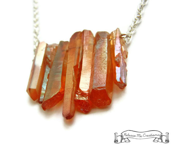 Tangerine Aura Quartz Crystal Necklace - product image  