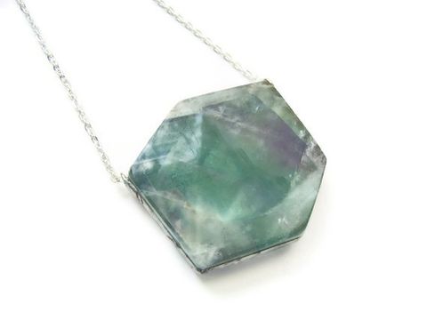 Dramatic,Geometric,Fluorite,Slab,Necklace, gemstone, necklace, for her, jewelry, mint, seafoam green, purple, release me creations, geometric, one of a kind, handmade