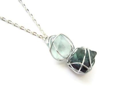 Caged,Double,Fluorite,Octahedron,Necklace