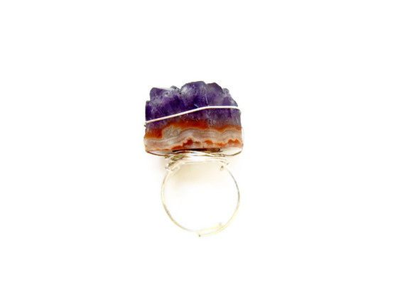 Giant Ametrine Druzy Silver Ring - product image