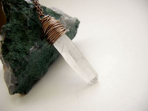 Wire,Wrapped,Crystal,Point,Healing,Necklace,Quartz Crystal Point, Healing, Release Me creations, jewelry