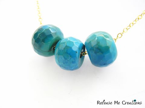 Triple,Blue,Green,Dragon,Agate,Gold,Necklace,dragon agate, blue green, gold, necklace, release me creations, jewelry, rondelle