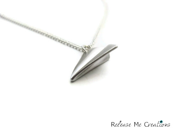 Paper Airplane Silver Charm Necklace - product image  