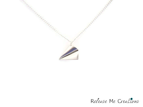 Paper Airplane Silver Charm Necklace - product image  