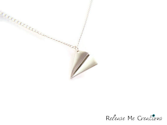 Paper Airplane Silver Charm Necklace - product image  