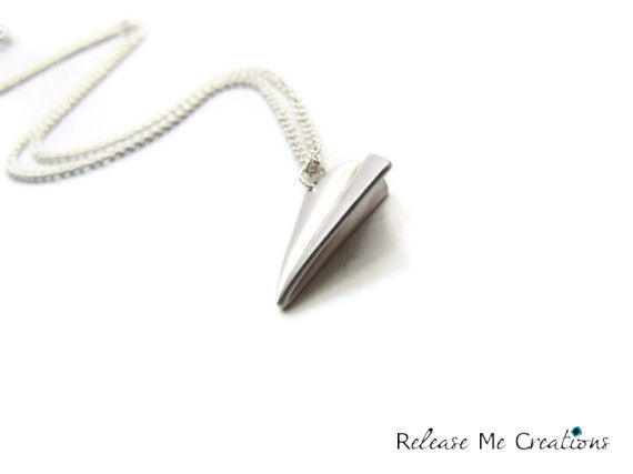 Paper Airplane Silver Charm Necklace - product image  
