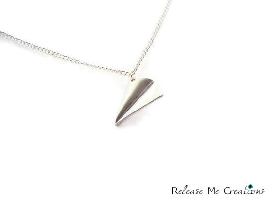 Paper Airplane Silver Charm Necklace - product image  