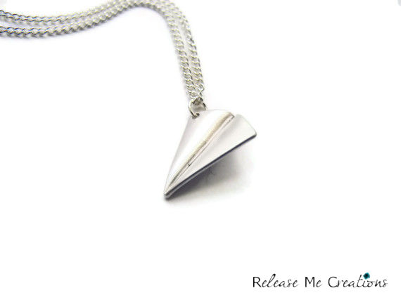 Paper Airplane Silver Charm Necklace - product image  