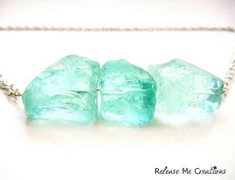 Raw,Blue,Ice,Quartz,Crystal,Silver,Necklace,blue, ice, winter, holiday, gift, necklace, quartz, ice quartz, release me creations, for her, jewelry
